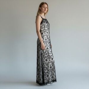 Fiorlini Black Burnout Velvet Maxi Dress Black Whimsygoth Dark Romance 10 READ